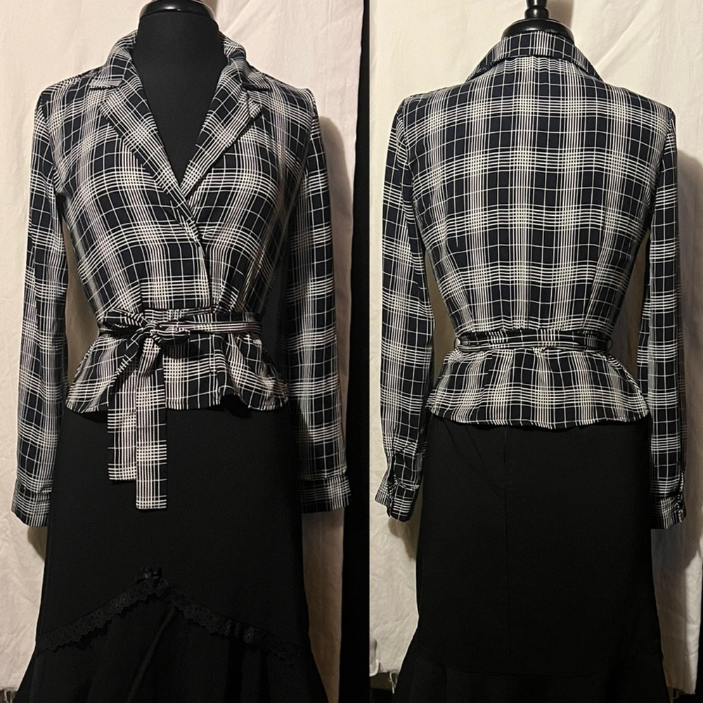 Vintage Plaid Peplum Blouse